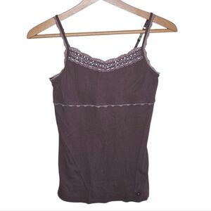 Y2K Limited Too | Brown Ribbed Shelf Bra Cami Tank Top with Bling Girls Size 14